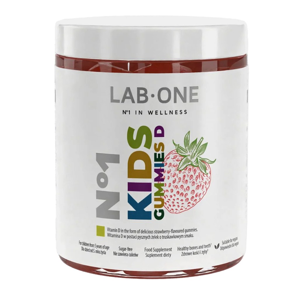 Lab One No 1 KidsGummies D, żelki, smak truskawkowy, 60 sztuk