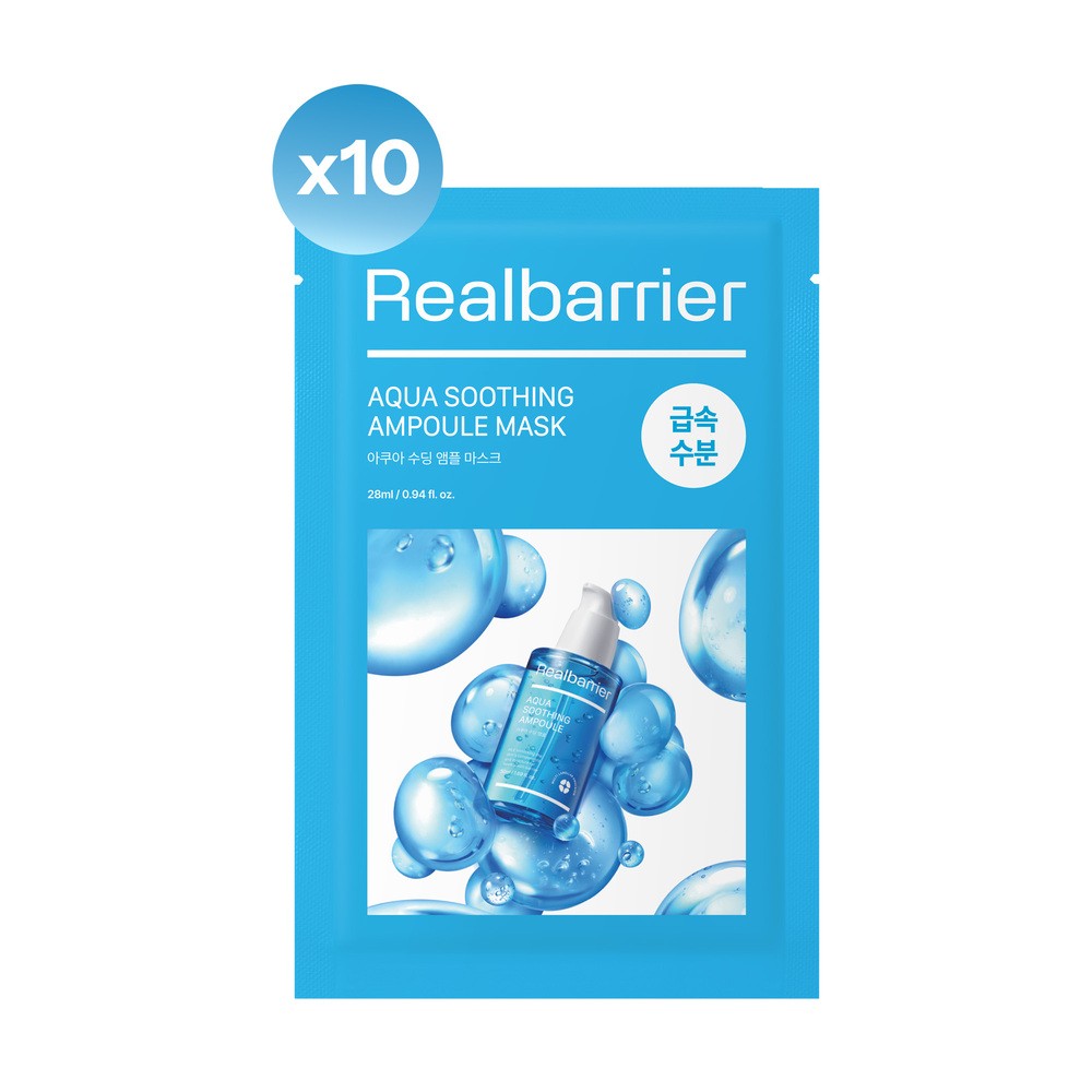 REAL BARRIER AQUA SOOTHING AMPOULE MASK Kojąca maska w płachcie 28 ml (10 szt.)