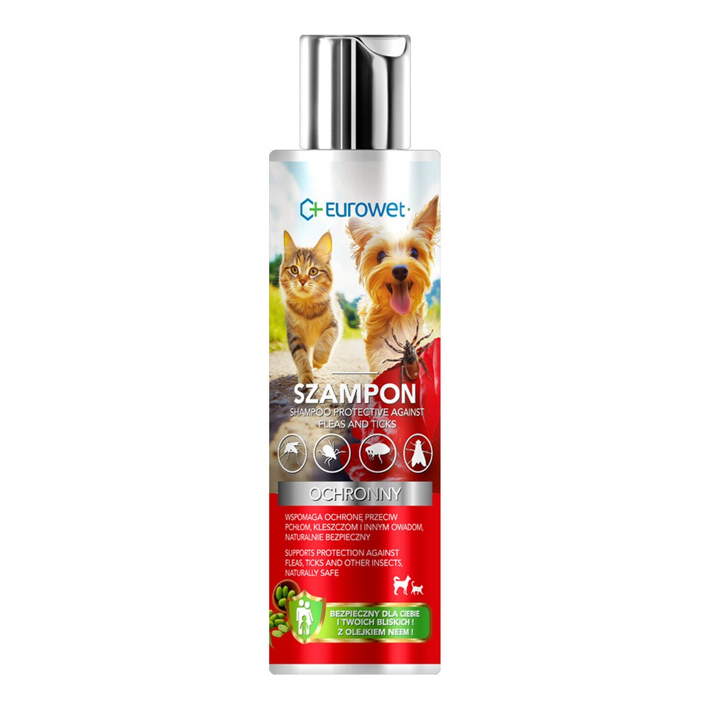 Eurowet Szampon wspomagający ochronę przeciw pchłom i kleszczom 200 ml - EUROWET