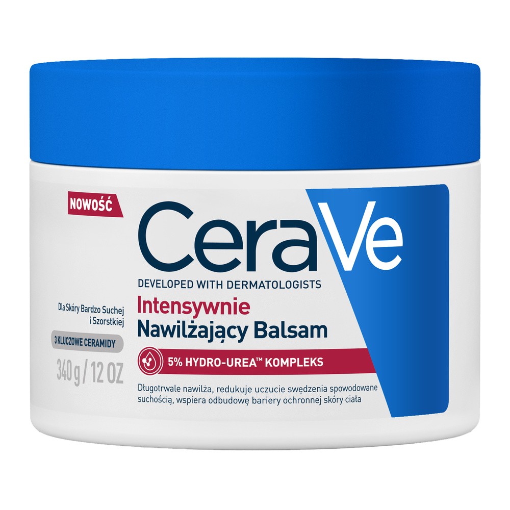 CeraVe, intensywnie nawilżający balsam, skóra bardzo sucha i szorstka, 340 g
