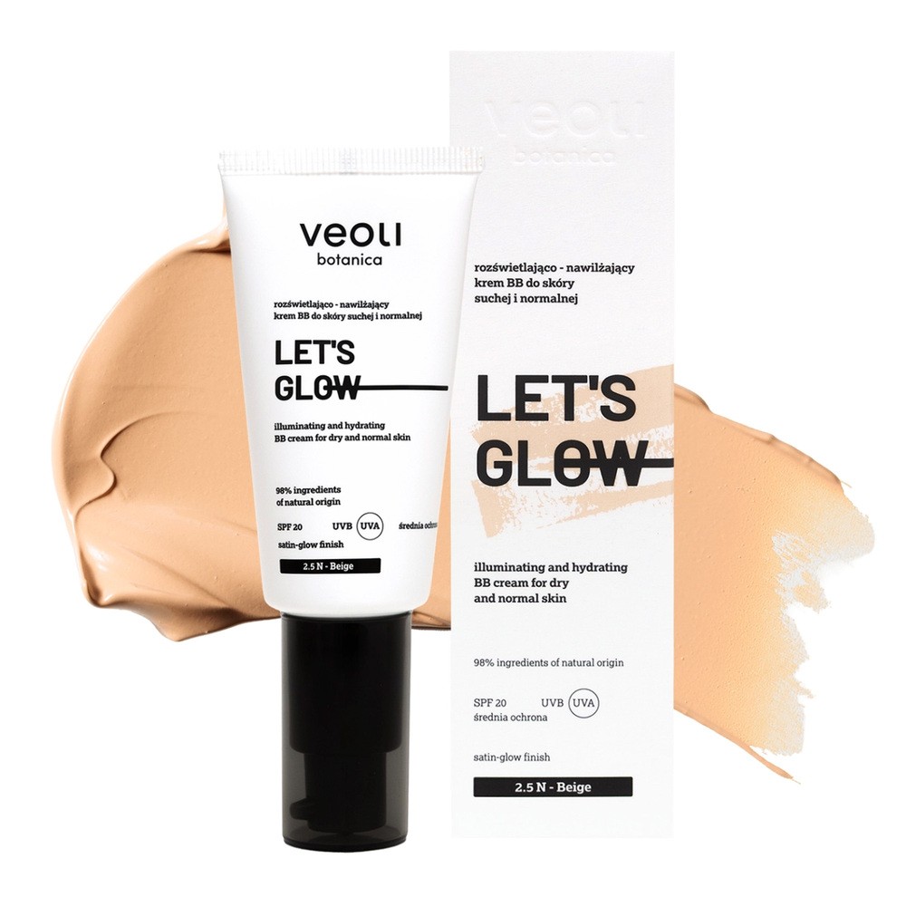 Veoli Botanica Let's Glow rozświetlająco-nawilżający krem BB do cery suchej i normalnej SPF20 2.5 N Beige 30 ml