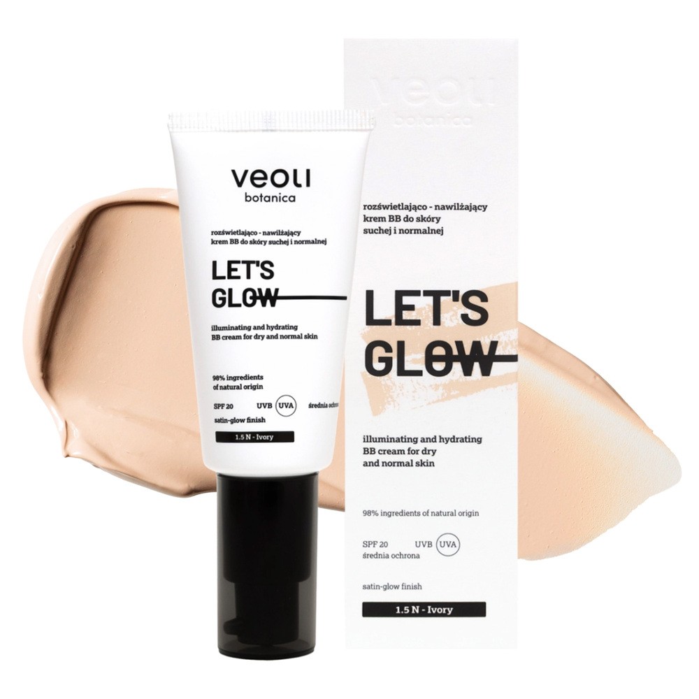 Veoli Botanica Let's Glow rozświetlająco-nawilżający krem BB do cery suchej i normalnej SPF20 1.5 N Ivory 30 ml