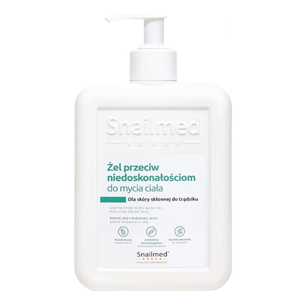 Snailmed, żel do mycia ciała przeciw niedoskonałościom, skóra skłonna do trądziku, 320 ml