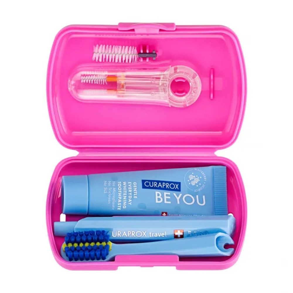 Curaprox Travel Set Ortho, zestaw podróżny, różowy, 1 szt.