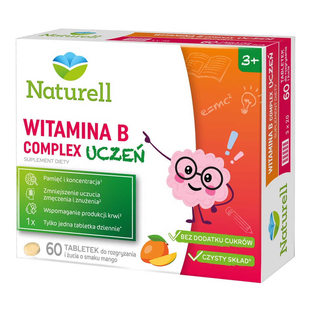 Naturell Witamina B Complex Uczeń, od 3 lat, 60 tabletek