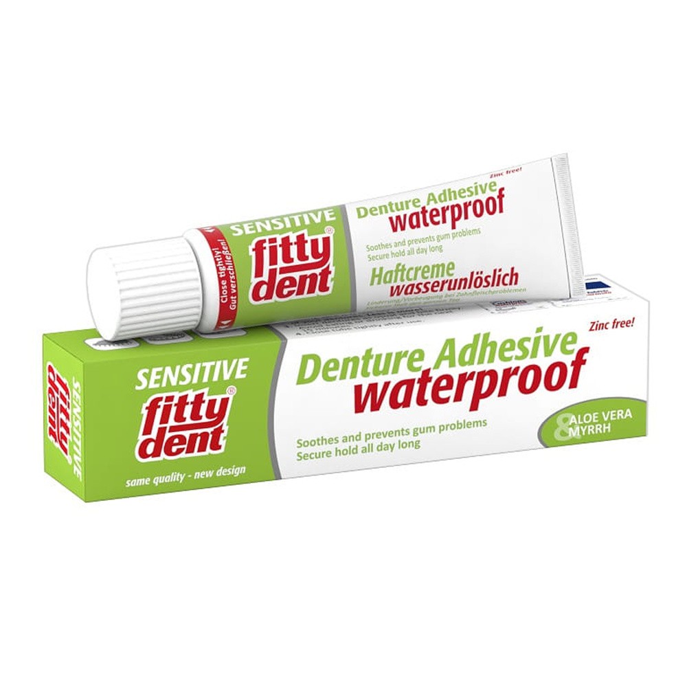 Fitty Dent Klej do mocowania protez zębowych Fittydent Sensitive 40g z żelem z aloesu oraz mirrą 3145
