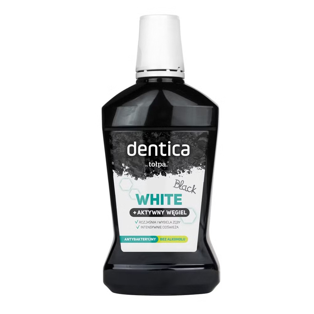 Dentica Dentica, Black White Aktywny Węgiel, płyn do higieny jamy ustnej, 500 ml