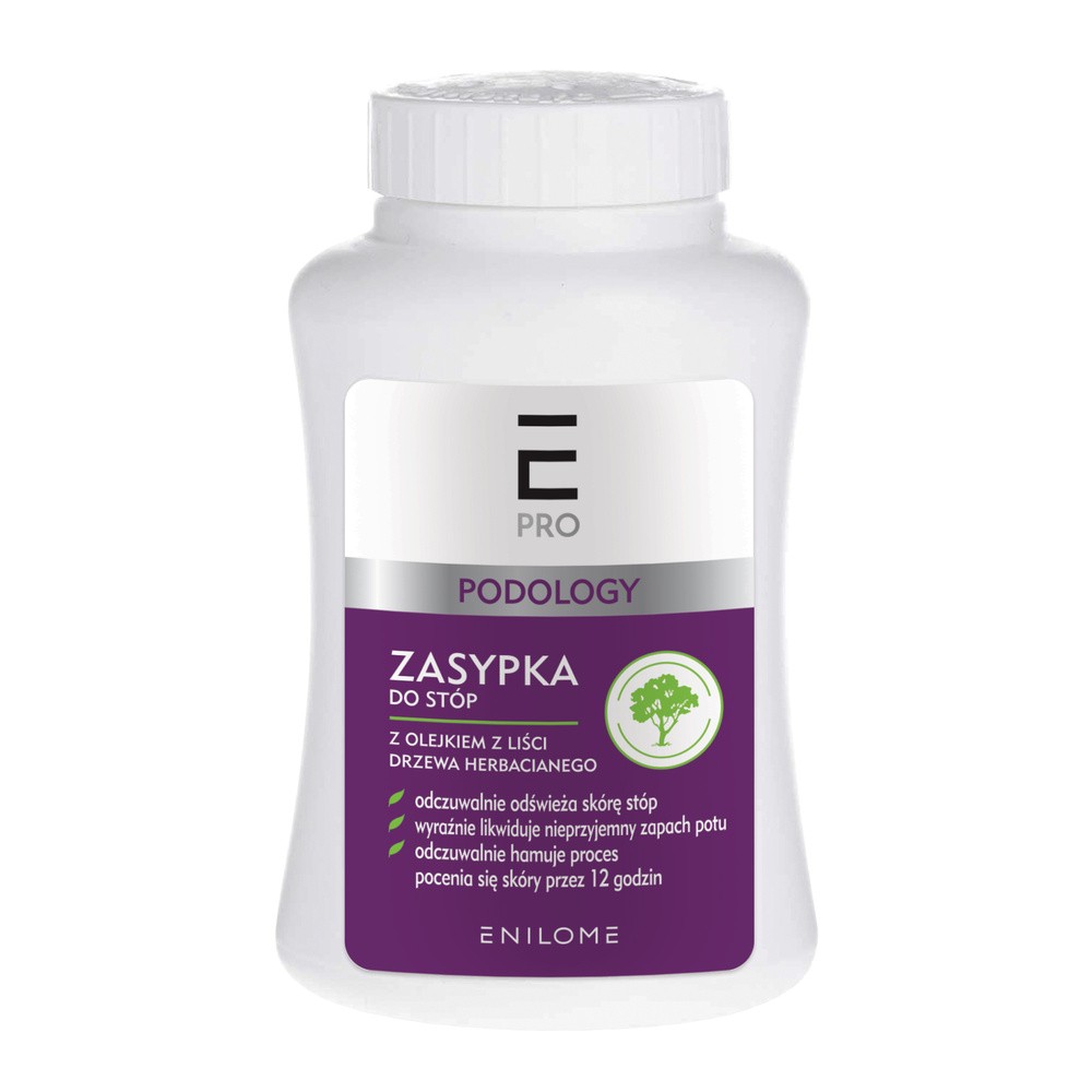Enilome Pro Podology, zasypka do stóp z olejkiem z liści drzewa herbacianego, 100 g