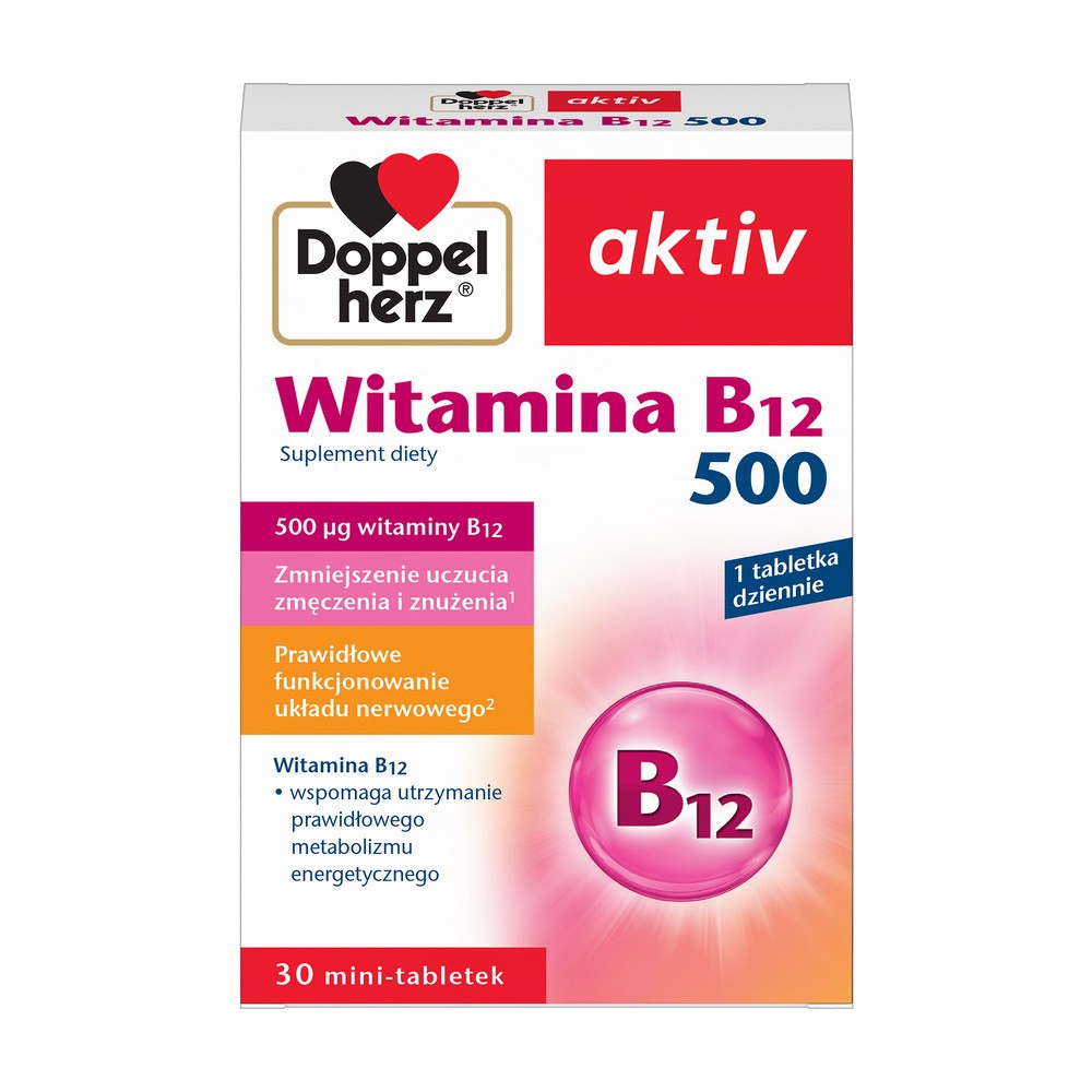 Doppelherz Aktiv Witamina B12 500, 30 tabletek