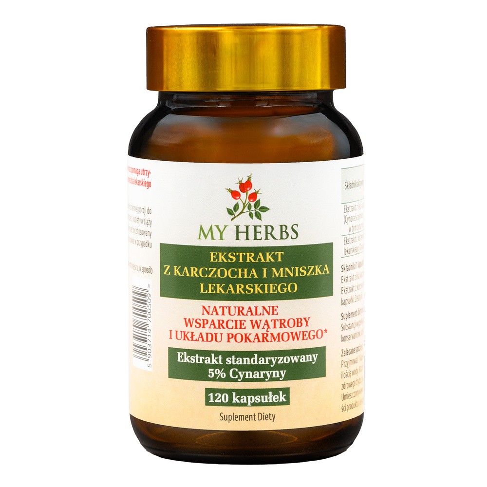 Bio Herbs, Ekstrakt Karchoch + Mniszek Lekarski, Cynaryna 5%, 120 Kaps.