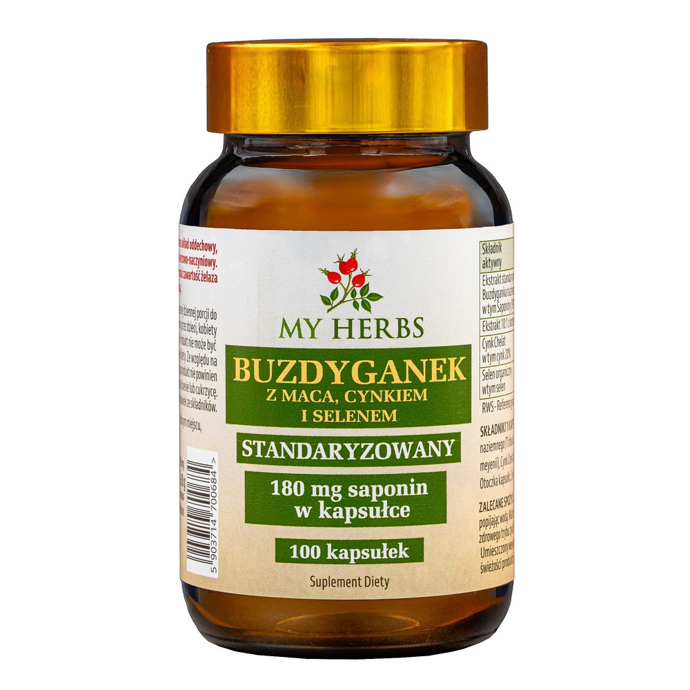 Bio Herbs, Buzdyganek Z Maca Cynkiem I Selenem 90% Saponin 580mg, 100 Kaps.