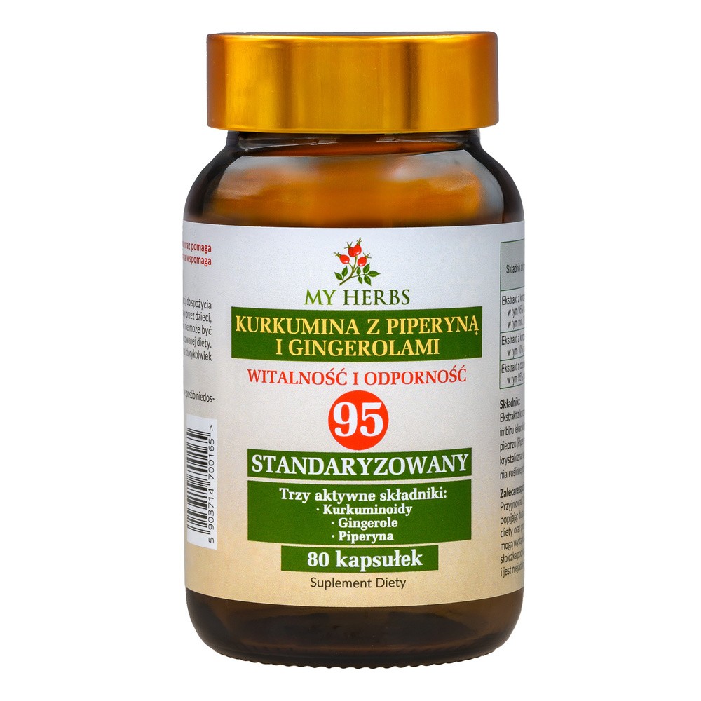 Bio Herbs, Kurkumina Z Piperyną I Gingerolami Curcumin Imbir, 80 Kaps.