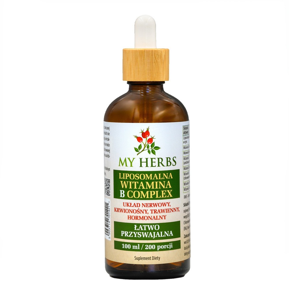 Bio Herbs, Liposomalna Witamina B Complex B1 B2 B3 B5 B6 B9 B12 200 Porcji, 100ml