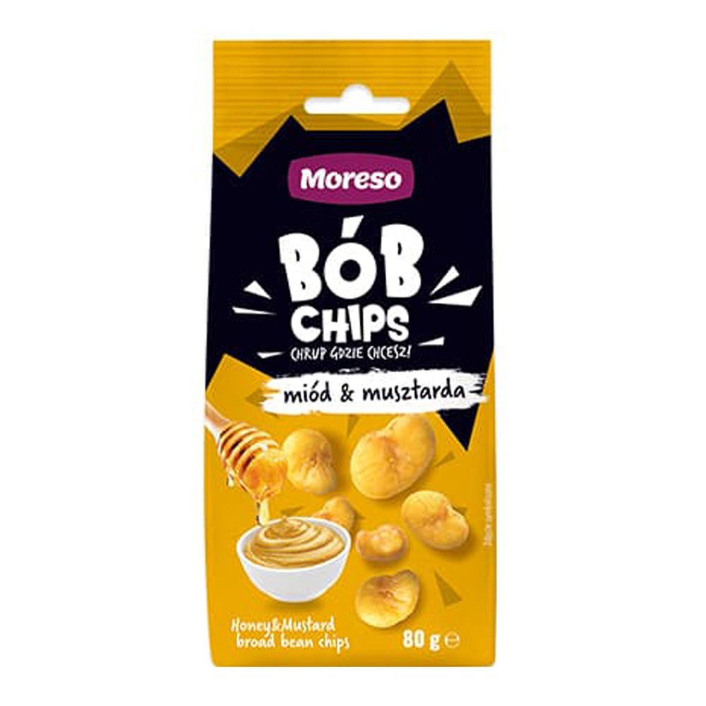 Moreso Chipsy z bobu o smaku miodu i musztardy 80 g