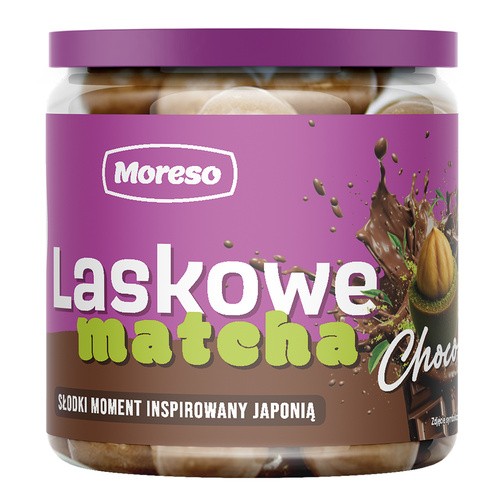 MORESO ORZECHY LASKOWE W MLECZNEJ CZEKOLADZIE Z POSYPKĄ MATCHA 130g