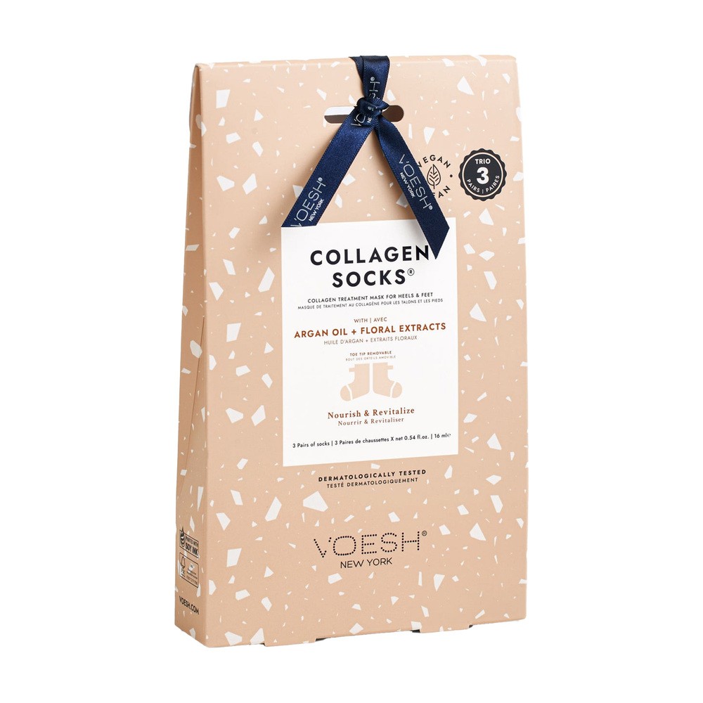 Voesh, Collagen Socks, maska kolagenowa do pięt i stóp z olejem arganowym, skarpetki, 3 pary