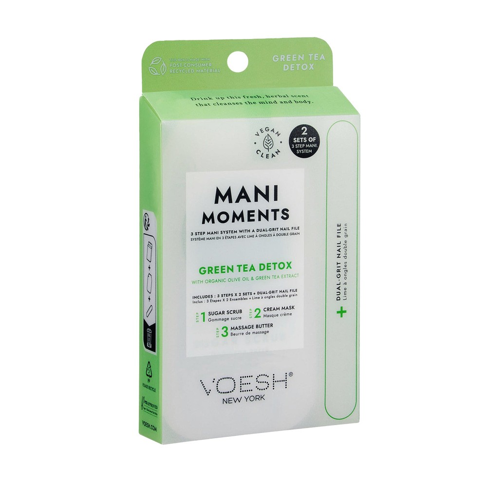 Voesh, Mani Moments, podwójny zestaw do manicure, Green Tea Detox, 7 szt.