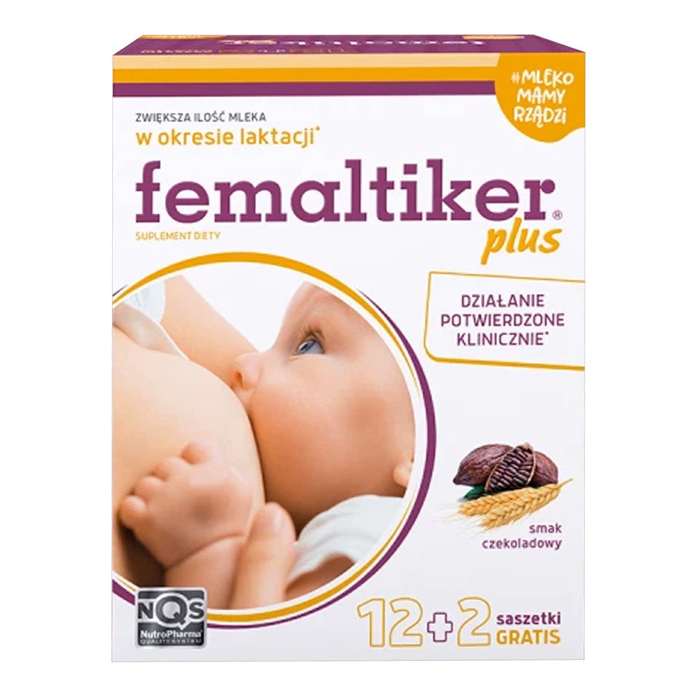 Femaltiker plus smak czekoladowy, saszetki, 14 sztuk