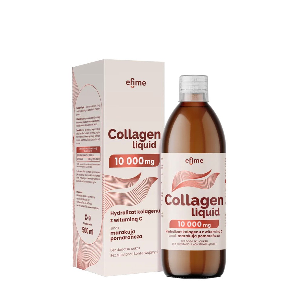 Efime Collagen Liquid, 10 000 mg, płyn, smak marakuja-pomarańcza, 500 ml