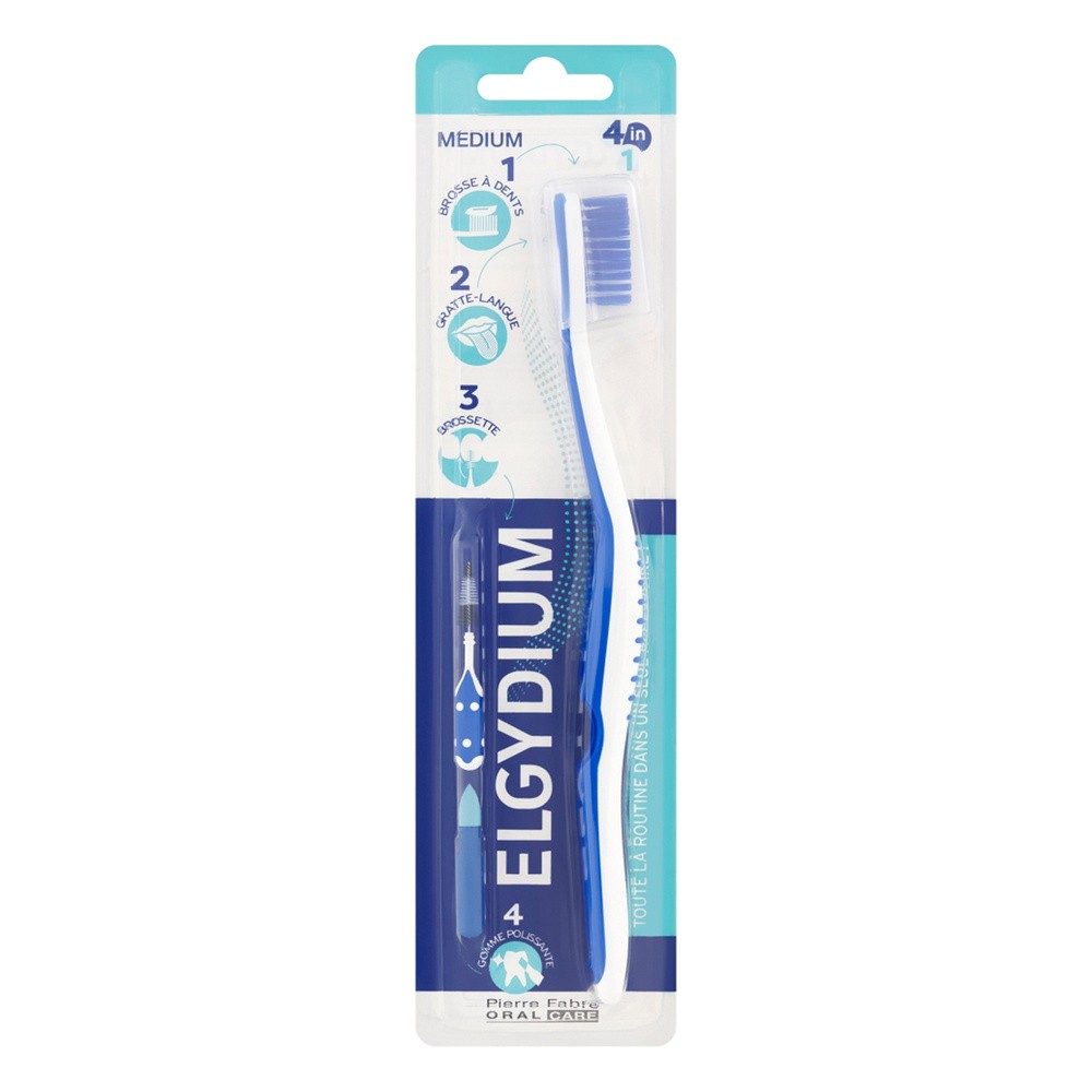 ELGYDIUM - wielofunkcyjna szczoteczka do zębów, 4w1 Medium, 1 sztuka