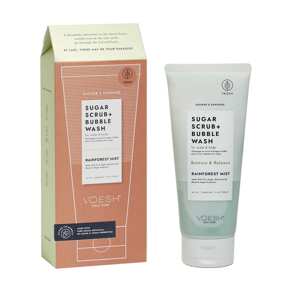 Voesh, cukrowy peeling myjący, rainforest mist, 210 g