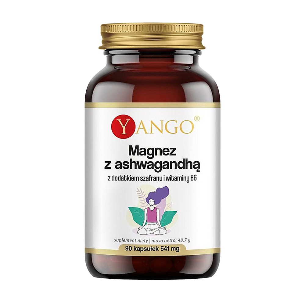 Yango Magnez z Ashwagandhą z dodatkiem szafranu i witaminy B6, 90 kapsułek