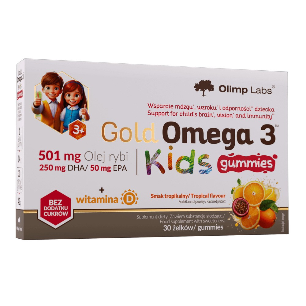 Olimp Labs, Gold Omega 3 Kids Gummies smak tropikalny, żelki, 30 sztuk