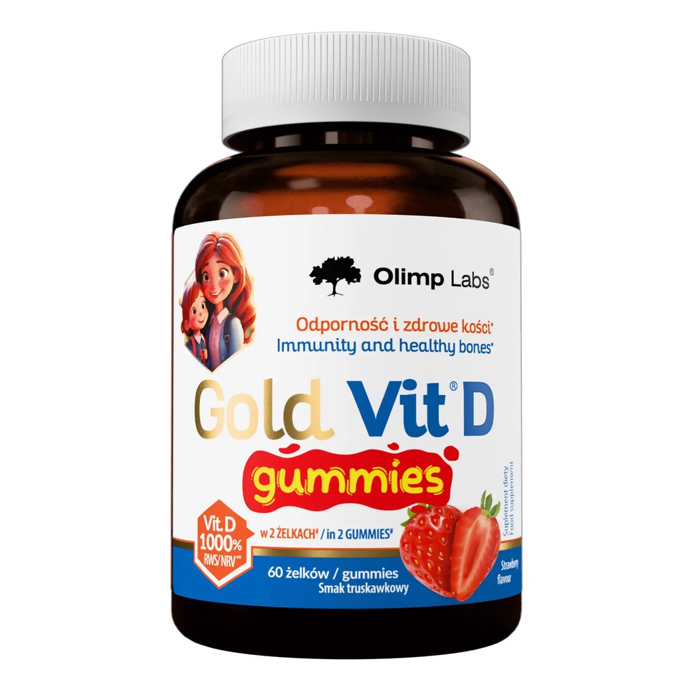Olimp, Gold-Vit D Gummies, żelki o smaku truskawkowym, 60 sztuk