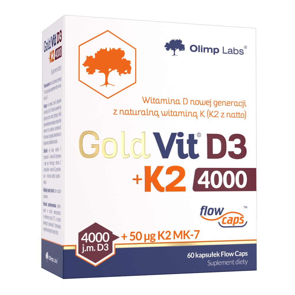 Olimp Gold-Vit D3 + K2, witamina D 4000 j.m. + witamina K 50 µg, 60 kapsułek