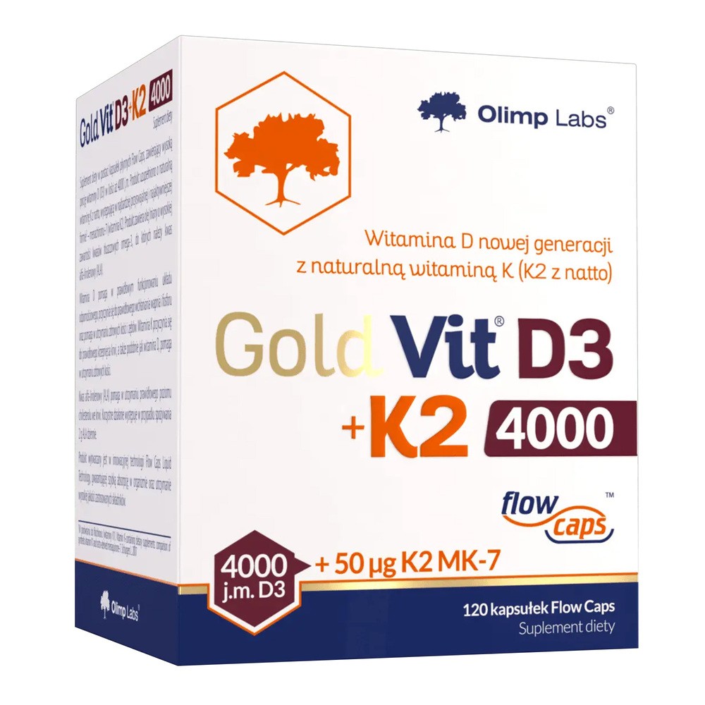 Olimp Gold-Vit D3 + K2, witamina D 4000 j.m. + witamina K 50 µg, 120 kapsułek