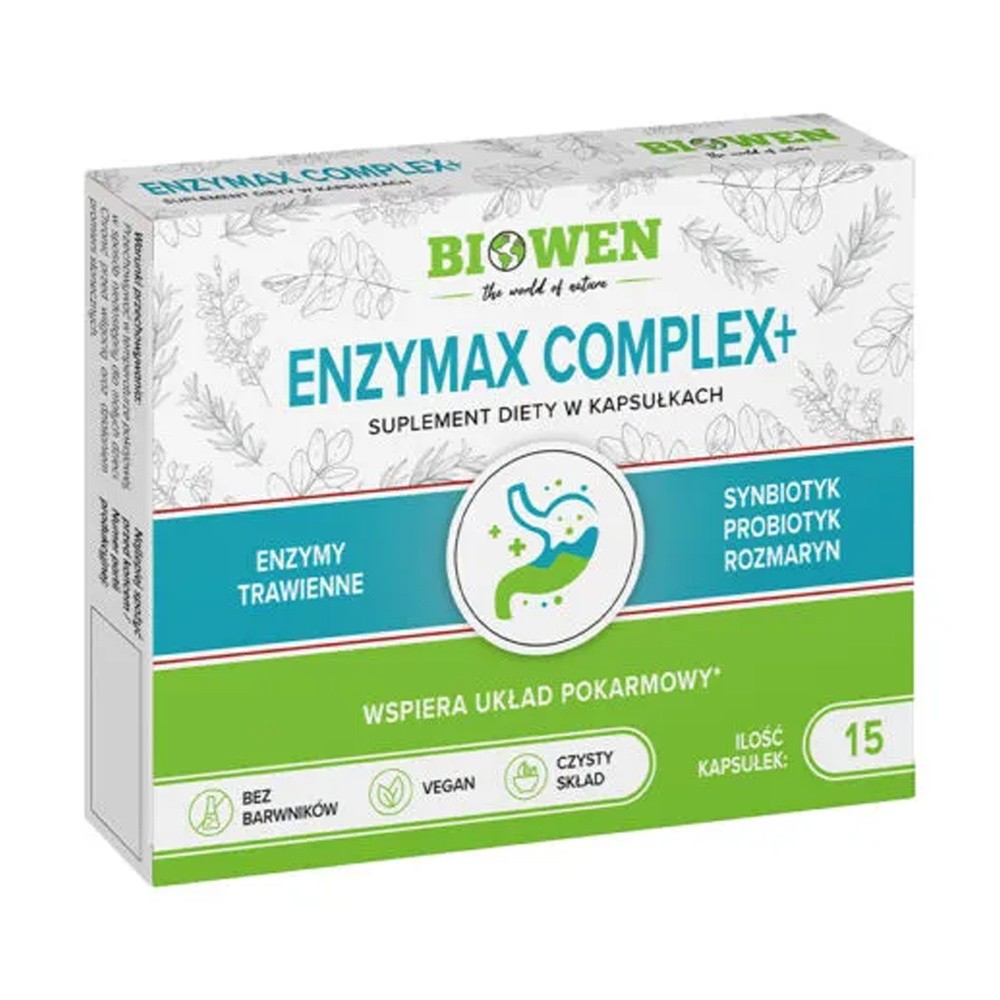 Biowen EnzyMax Complex+, enzymy trawienne, 15 kapsułek