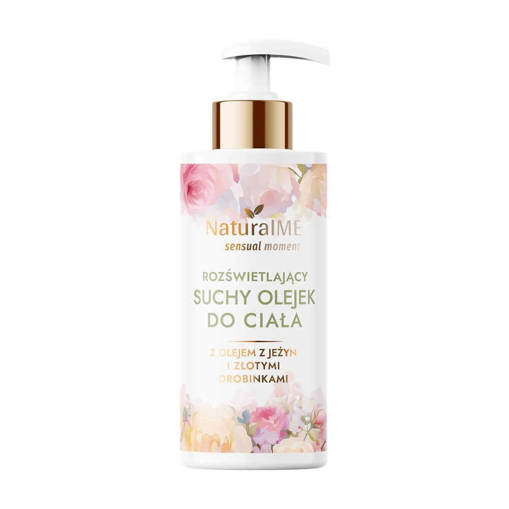 NaturalME Sensual Moment, rozświetlający suchy olejek do ciała z olejem z jeżyn i złotymi drobinkami, 150 ml