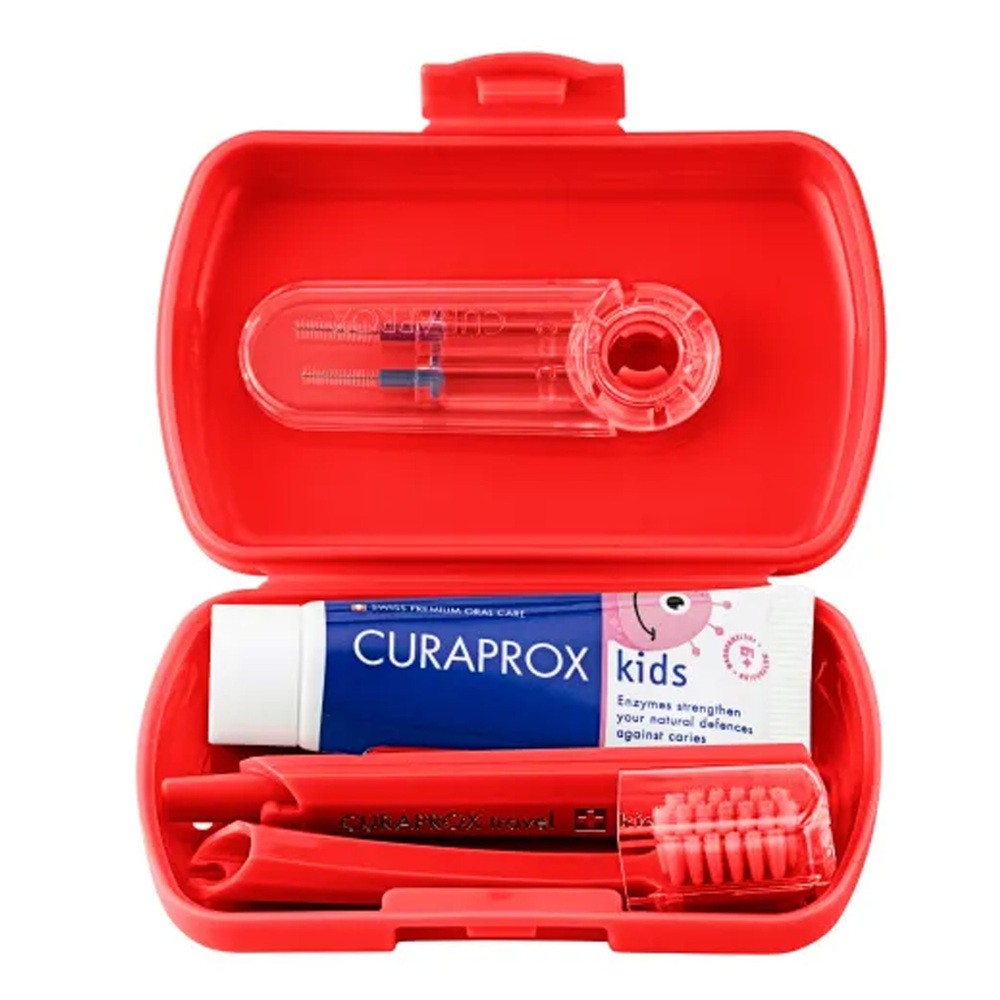 Curaprox Kids, zestaw podróżny, czerwony