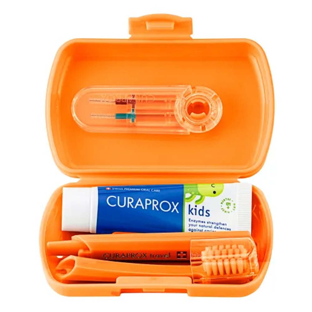 Curaprox Kids, zestaw podróżny, pomarańczowy