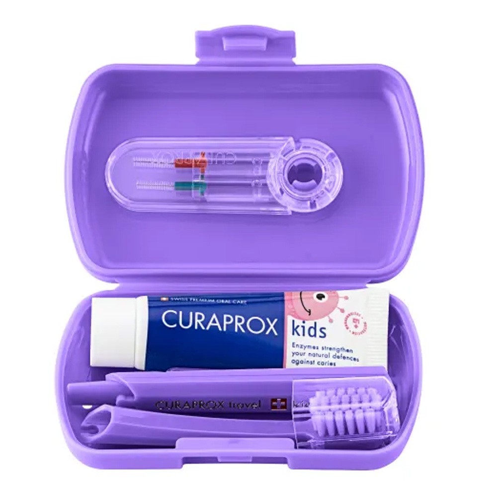 Curaprox Kids, zestaw podróżny, fioletowy