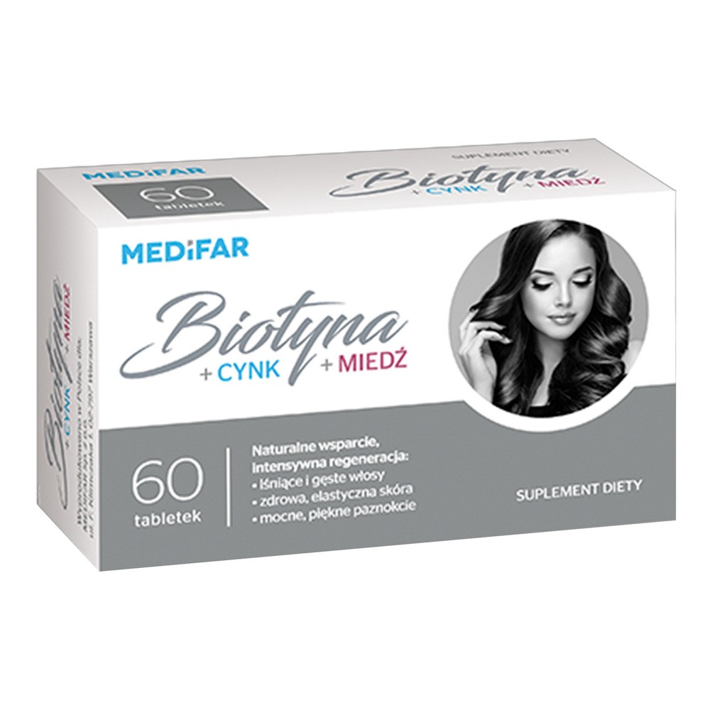 MediFar, Biotyna+Cynk+Magnez, tabletki, 60 sztuk