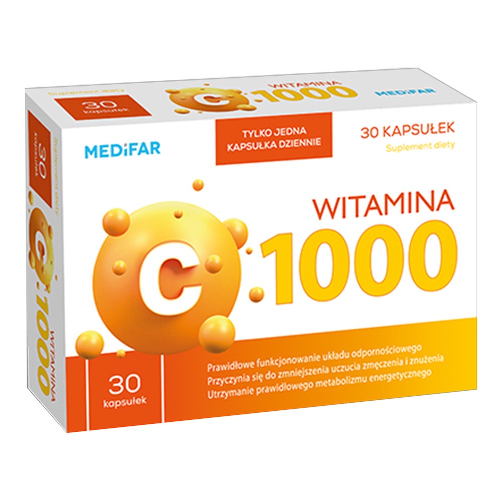 MediFar, Witamina C 1000, kapsułki, 30 sztuk