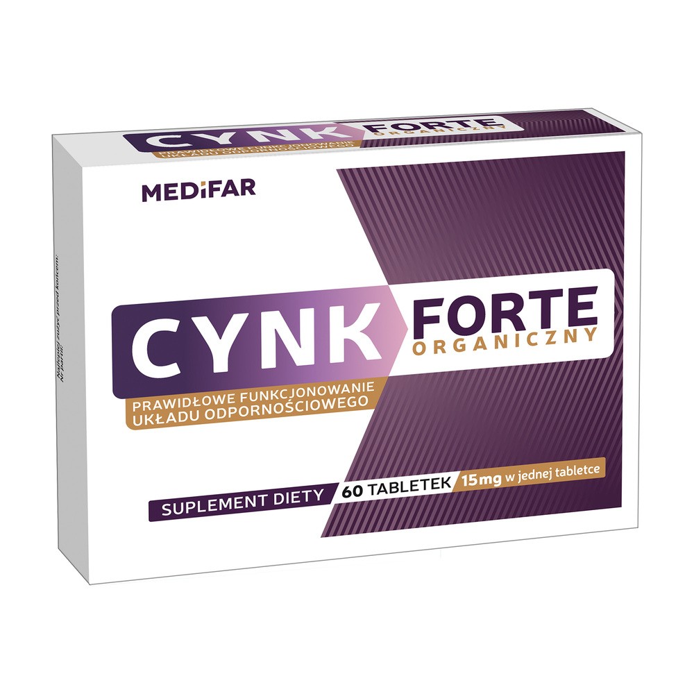 MediFar, Cynk organiczny forte, tabletki, 60 sztuk
