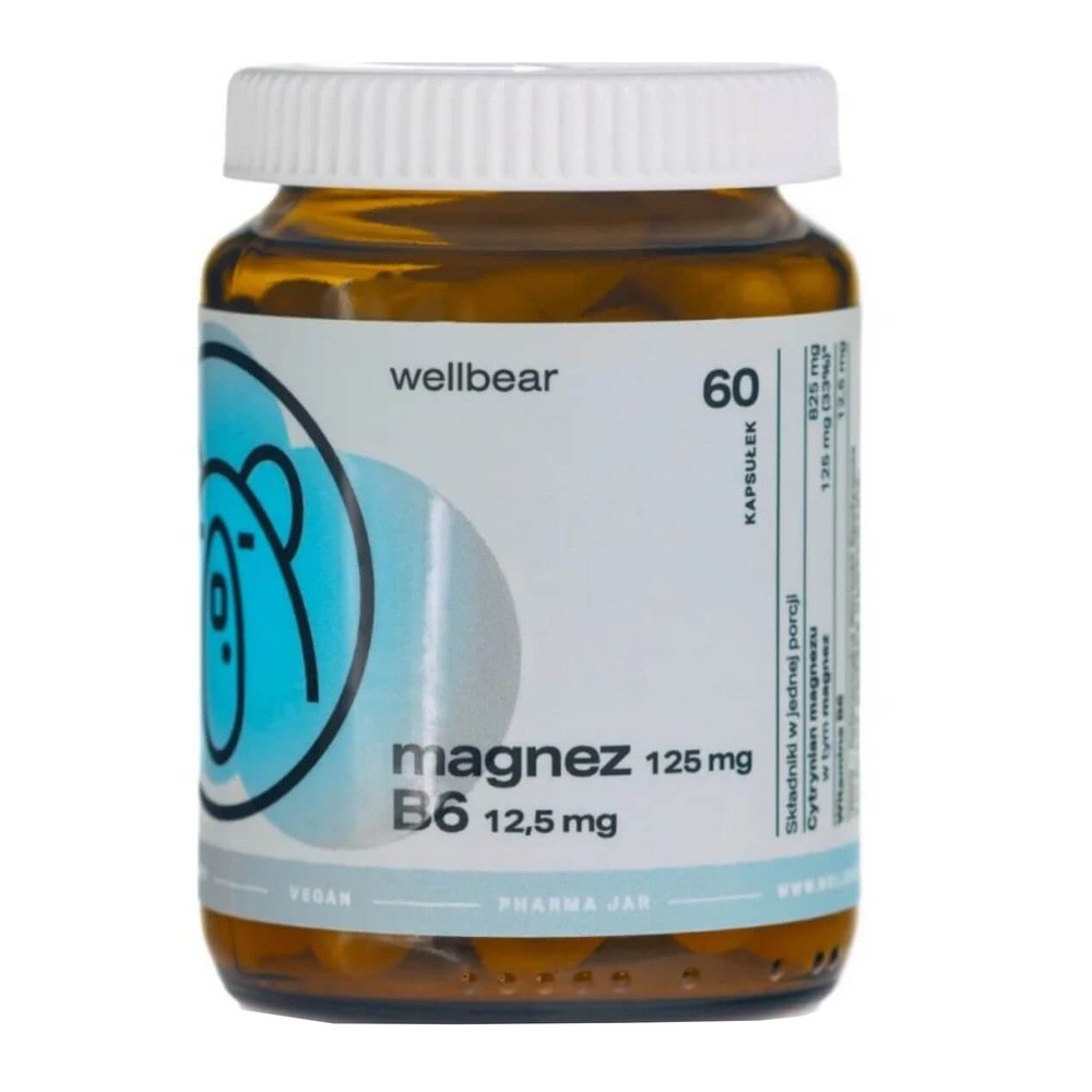 Wellbear Magnez + Witamina B6, kapsułki, 60 szt.