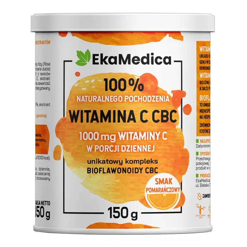 EkaMedica Witamina C CBC smak pomarańczowy w proszku, 150 g