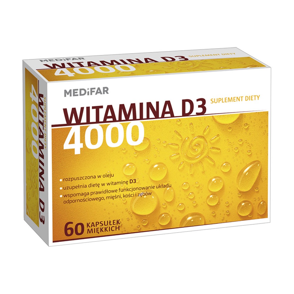 MediFar, Witamina D3 4000 j.m., kapsułki, 60 sztuk