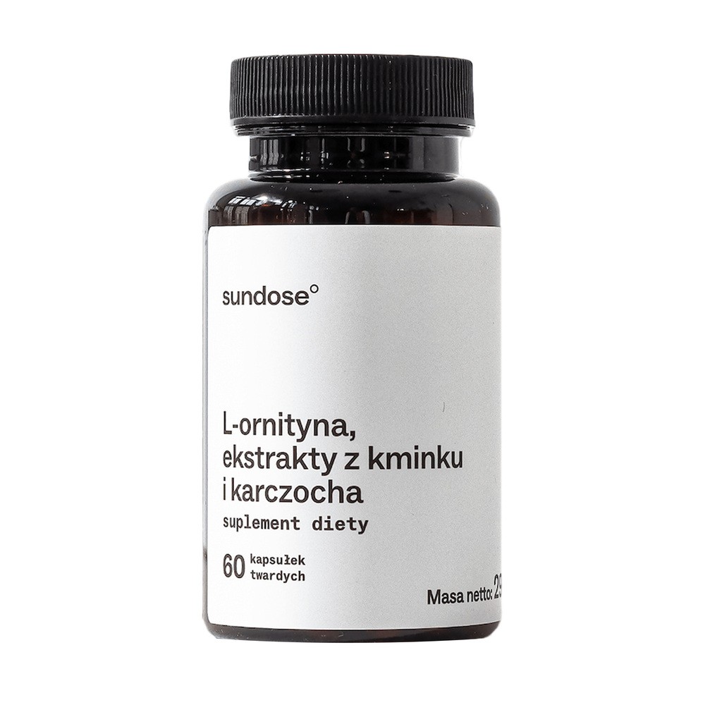 Sundose L-ornityna, ekstrakty z kminku i karczocha, kapsułki twarde, 60 szt.