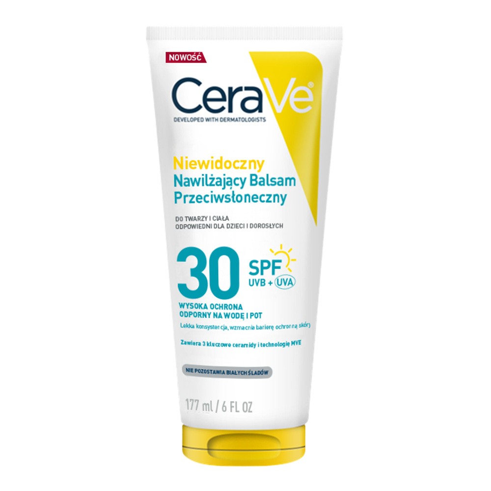 Cerave Sun, niewidoczny nawilżający balsam przeciwsłoneczny SPF 30, 177 ml