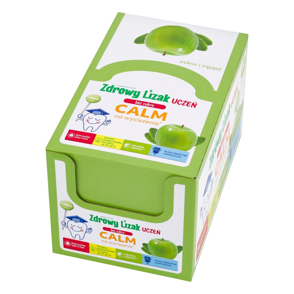 Calm Zdrowy lizak uczeń bez cukru jabłko i mięta 240 g (40 x 6 g)