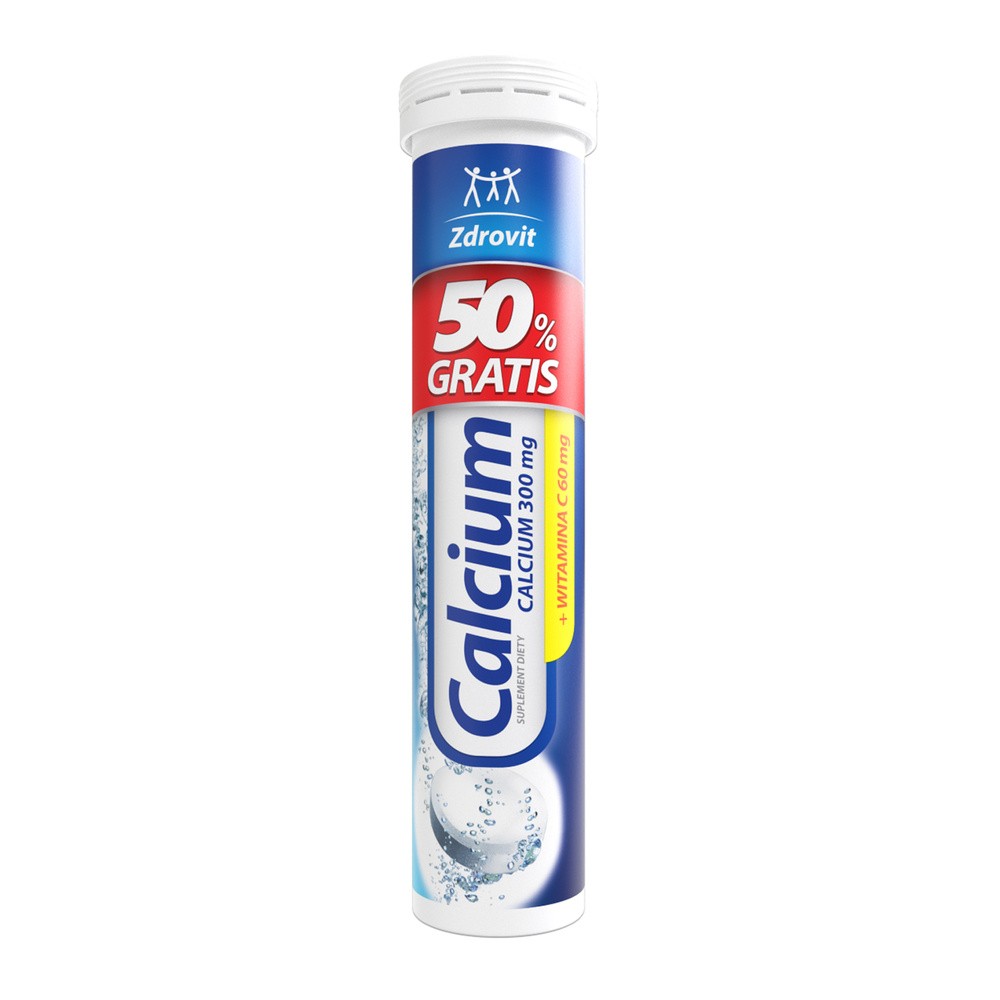 ZDROVIT CALCIUM 300 Mg + VITAMIN C (mandarynka) - 20 tabletek  - >>>  