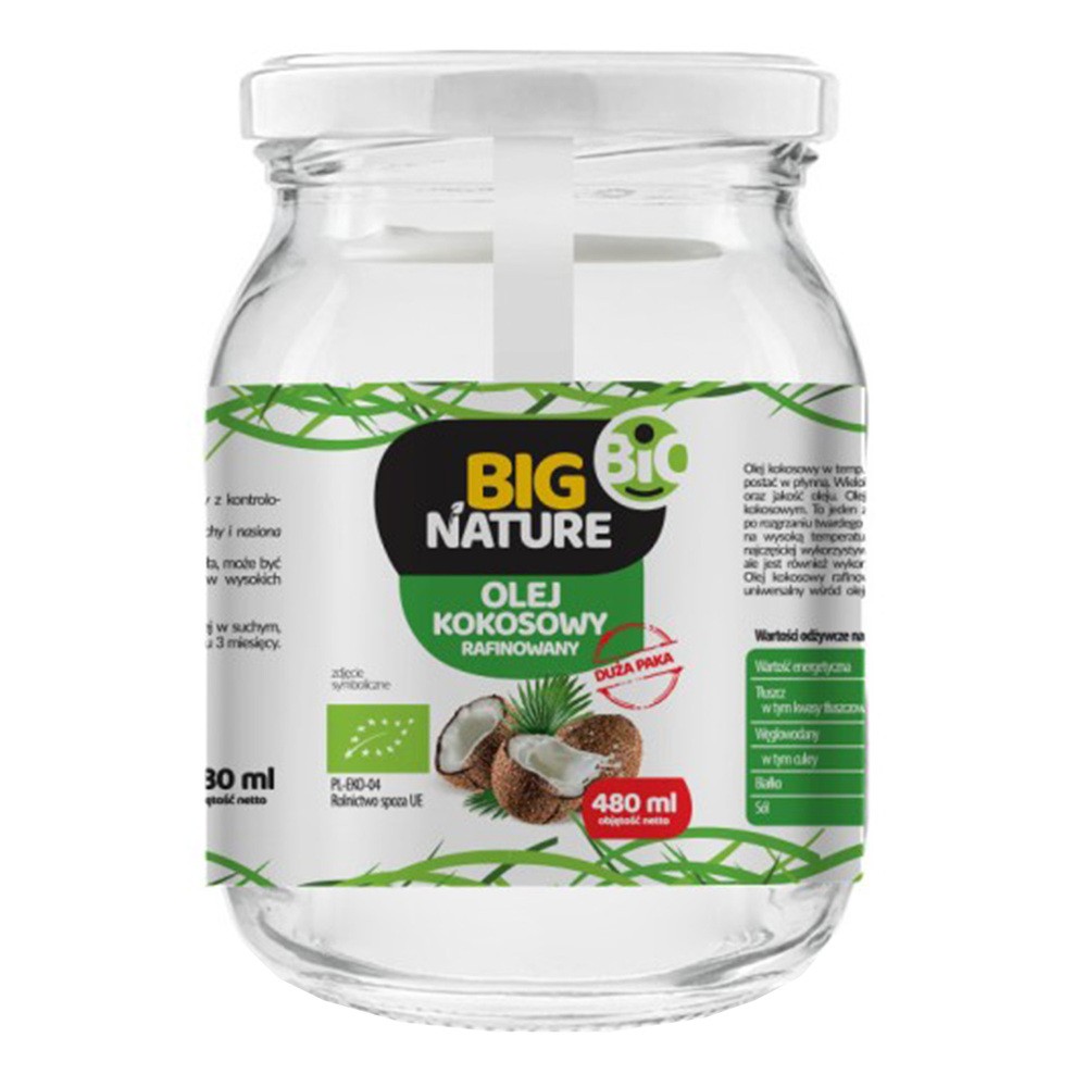 Big Nature Olej kokosowy rafinowany 480 ml Bio