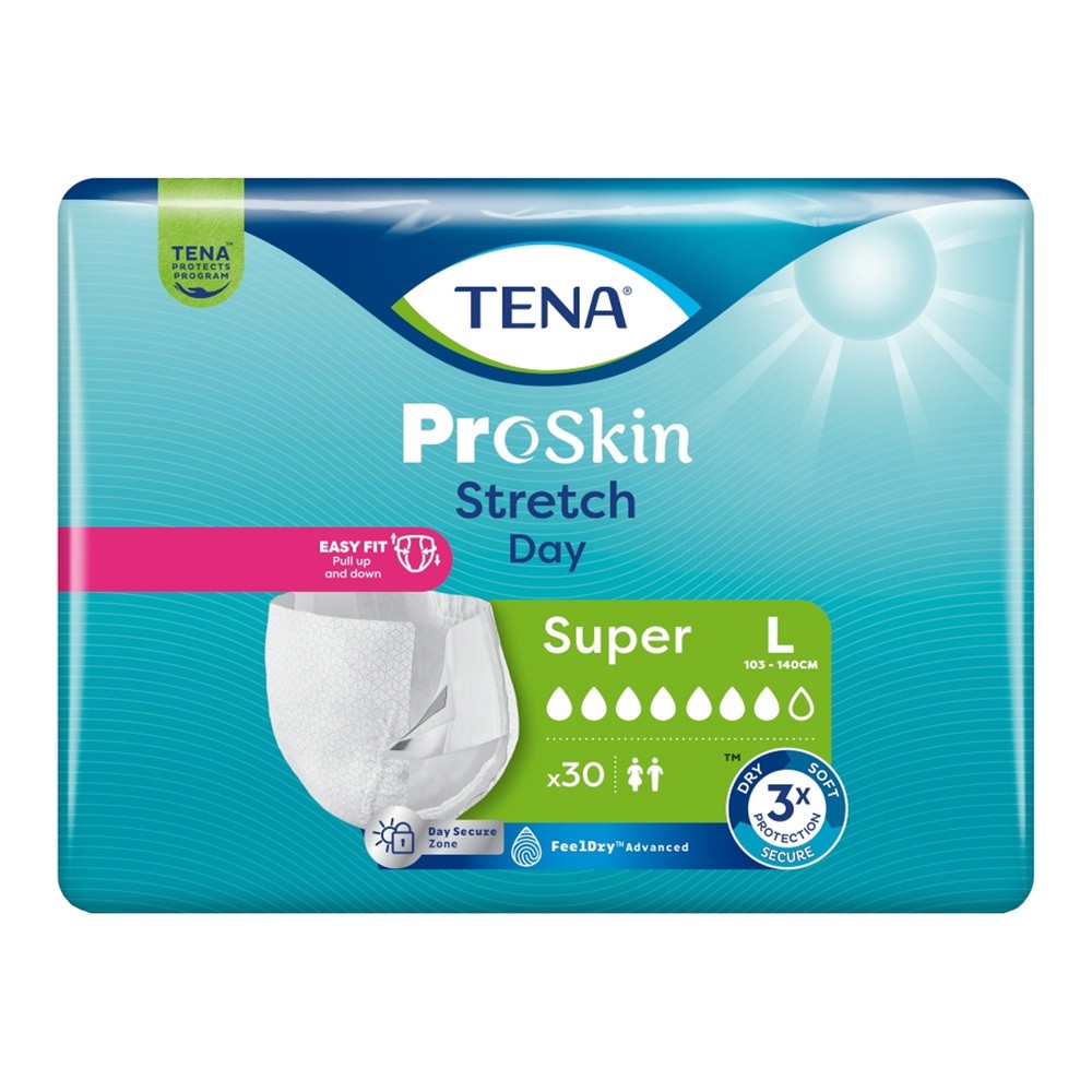TENA ProSkin Stretch Day Super, pieluchomajtki na dzień, rozmiar L (30 sztuk)