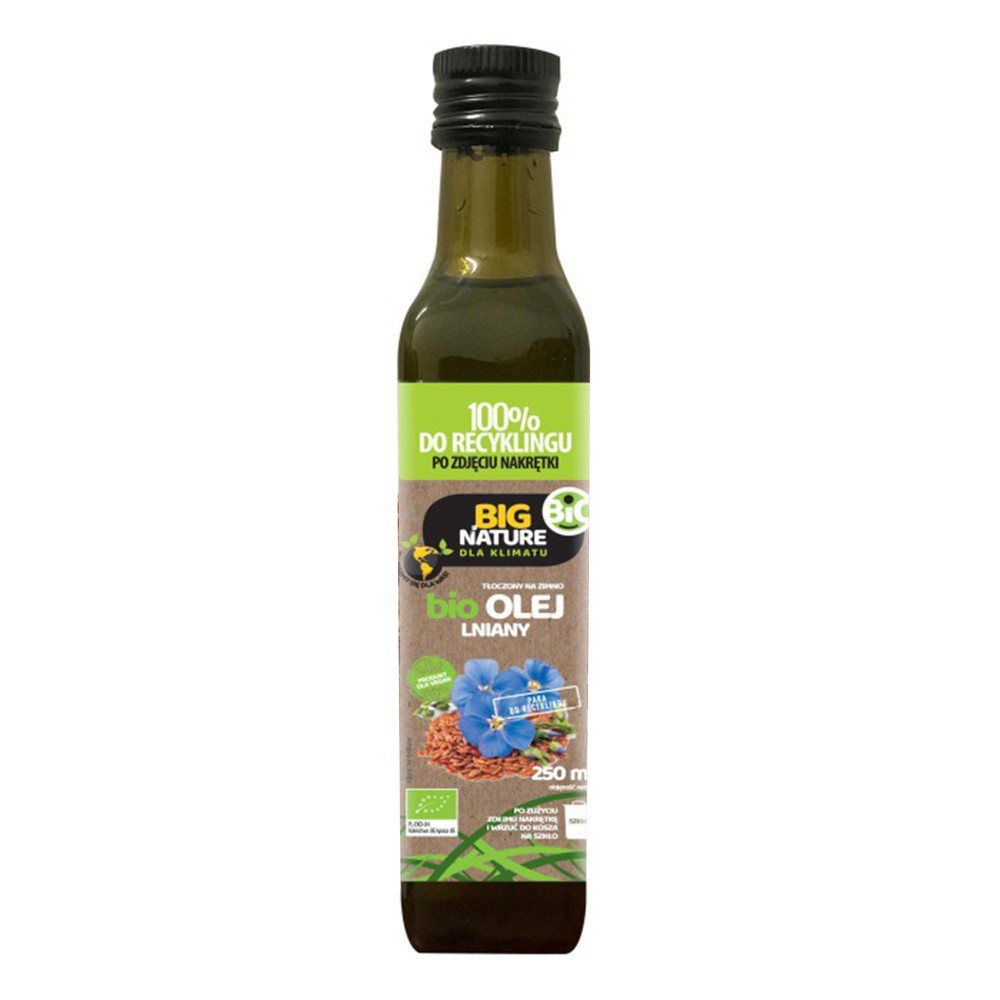 Big Nature Olej lniany tłoczony na zimno 250 ml Bio