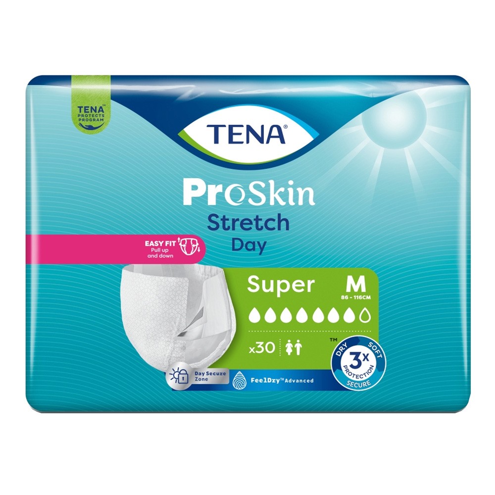 Tena ProSkin Stretch Day Pieluchomajtki elastyczne Super M, 30 szt.