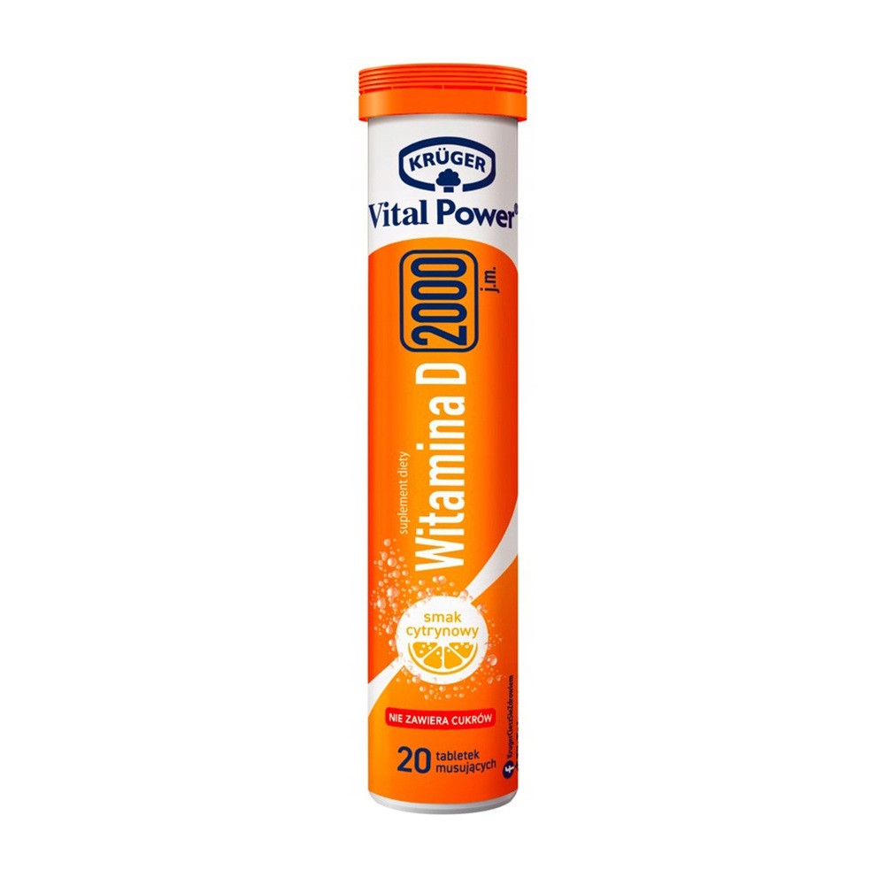 Krüger Suplement diety witamina D 2000 Protect smak cytrynowy 84 g (20 sztuk)